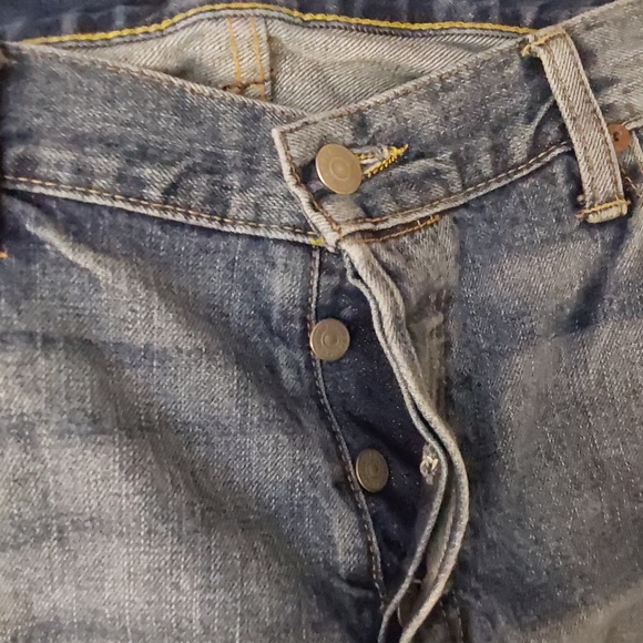 POLO RALPH LAUREN CUTT OFF BUTTON FLY VARSITY LOGO JEAN SHORTS SIZE 38 - Picture 7 of 8